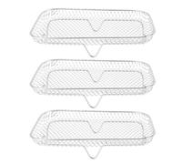 3 Pcs Cestello per Friggitrice ad Aria, 20cm Cestello per Friggitrice ad Aria Impilabile Cestello per Disidratatore in Acciaio Inox Accessori per Friggitrice ad Aria Vassoio(Rectangle)