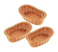3 Pcs Cestino Di Vimini Per Il Pane Ovale Intrecciato Mano Vassoio