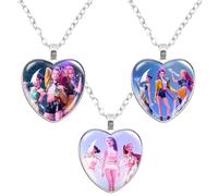 3 PCS Collana K-pop De-m-on H-un-te-s Merch, Collana HUNTR/X con ciondolo a forma di cuore, Regolabile, Accessorio per fan per ragazze e adolescenti, Regali di compleanno First Choice e regali coppie