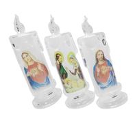 3 Pcs Decorazione Religiosa Per La Della Chiesa Casa Candele Led Senza Fiamma