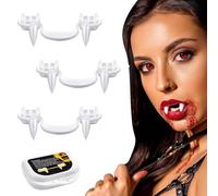 3 PCS Denti di Vampiro di Halloween, Zanne di Vampiro Retrattili, denti finti riutilizzabili con scatola portatile, zanne finte per costume da vampiro, oggetti di scena della festa di Cosplay