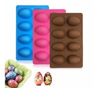 3 PCS Easter Egg Silicone Mold for Baking,8 Cavity Non-stick Easter Egg Shaped Baking,Candy Chocolate Mould Set,Supplies Tools for Diy Cooking Chocolate,Muffins and Cakes