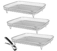 3 Pcs Griglia in Acciaio Inox Ripiano Per Friggitrice Ad Aria Rack Impilabili