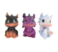 3 PCS Mini Figuras de dragón, juego de juguetes para bebés para niñas y niños, figuras de dragón dibujos animados multifuncionales, figura modelo de dragón para bebés para jardín