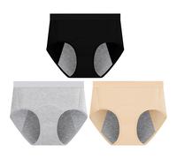 3 Pcs Mutande Per Il Ciclo Mestruale Intimo Donna Slip Vita Alta Cotone Da