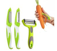 3 Pcs Pelapatate 3 in 1/Pelaverdura e Frutta/Affettatrice alla Julienne, Pelaverdure Professionale, Lama in Acciaio Inossidabile per Velocemente Patate, Carote e Ogni Tipo di Verdura e Frutta