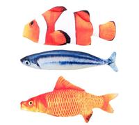 3 PCS Pesce Giocattolo Gioco per Gatto, peluche interattivi giocattoli per gatti simulazione pesce erba gatta giocattoli da masticare simpatico gatto giocattoli divertenti