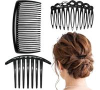3 Pcs Pettini Per Capelli Scivoli, Plastica Francese Twist Laterale Pettini Forte Tenuta Torsione Denti Scivolo Clip Accessori Nero Pettine per Più Acconciature Ragazze Capelli Finti