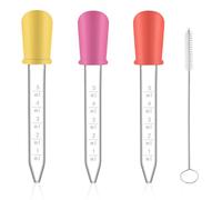 3 Pcs Pipetta Contagocce, Pipette Contagocce Plastica, 5 ml Pipetta Dropper in Silicone, con Punta Della Lampadina Pipette Graduate, con 1 Spazzola per la Pulizia