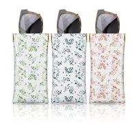 3 Pcs Porta Occhiali, Custodia Occhiali Morbida, Custodia Portatile in Pelle per Occhiali da Sole, Custodia Morbida per Occhiali, Porta Tutto Gioielli, Cuffie, Chiavi, Cavo Dati(Motivi floreali)