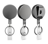 3 Pcs Portachiavi Allungabile, Porta Badge Retrattile Con Portachiavi A Moschettone Per Impieghi Gravosi, Portachiavi Estensibile, Portachiavi Retrattile Con Cavo Retrattile In Acciaio Da 100cm