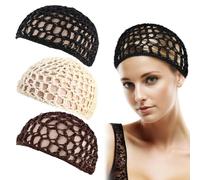 3 PCS Retina per Capelli Cap Sleeping Hair Net Wrap Bonnet Lungo Rettilineo Curl Parrucca Proteggicapo Mesh Wrapping Uncinetto Onda Cappelli da Cuoco Bun Lift Strap per Donne Balletto