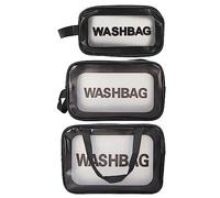 3 pcs sacca per trucco in pvc multifunzione waterpeooof sacca cosmetica portatile trasparente per uomini donne nere