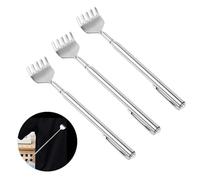 3 Pcs Schiena Grattaschiena Telescopico Portatile, Grattaschiena Portatile Allungabile, Gratta Schiena Mano Allungabile, Mano Grattaschiena Allungabile, Grattino Schiena con Manico in Acciaio Inox