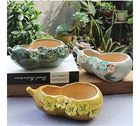 3 Pcs/Set Coarse Pottery Floral Pattern Pot Hand-Painted Succulent Creative Ceramic Calabash Flower Pot Vase Garden Mini Bonsai Home Decor