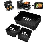 3 Pcs Stampi In Silicone Per Friggitrice Ad Aria Calda, Accessori Friggitrice Ad Aria Per Ninja Af500, Teglie Per Friggitrice Ad Aria, Resistente Al Calore Fino A 464°F (5,2 Lx2+10,4 L)