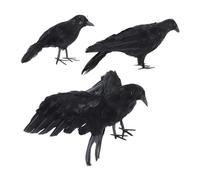 3 Pcs Statuina Di Corvo Nero Decorazione Del Giardino Crow Piumato