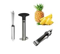 3 Pcs Taglia Ananas,Affetta Ananas Taglia,Strumento per Sbucciare Ananas e per Rimuoverne Il Torsolo,Adatto per Rimuovere i Gambi Delle Fragole,i Gambi dei Pomodori e le Bucce Degli Ananas