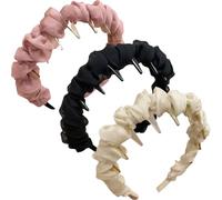 3 Pcs Vintage High Cranium Artificial Pearl Hairband, Braided Tooth Headbands, Classic Retro Hair Accessories for Weddings, Parties, and Daily Wear (C)