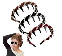 3 pcs Vintage High Cranium Artificial Pearl Hairband,Elegant Beaded Pearls Headbands with Teeth,Rhinestones Hairs Accessories,Comb Hair Hoop Band Headwear,Head Band For Party Wedding Home (A, 1)