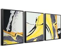 3 Pels Incorniciato Astratto Cvas Wall Art Grigio Nero Astratto Cvas Dipinti per Soggiorno Camera da Letto Ufficio Decorazione della Parete, D, 24''*32''