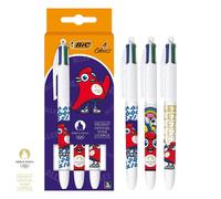 3 Penne BIC 4 Colori Giochi Olimpiadi Parigi 2024 Mascotte Esclusivo Francia