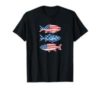 3 pesci stelle strisce patriottiche RWB Party Boy Girl Fun Color Maglietta