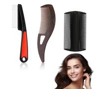 3 Pettine Antiforfora,Pettine per Capelli a Pressione con Manico,Pettine a denti Cavi per Cuoio Capelluto Antiforfora, per Raschiare la Pelle,Pettine per Cura del Cuoio Capelluto per Donne e Uomini