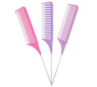 3 pettini colorati per evidenziare, 3 pettini colorati a coda di topo, pettini per evidenziare i capelli lunghi in metallo, pettini per tinture per capelli, per parrucchieri, saloni, barbieri, casa