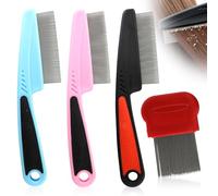 3 pettini per cuoio capelluto, psoriasi, in acciaio inox, a denti fini, con 1 anti-forfora, per massaggi del cuoio capelluto