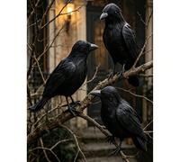 3 pezzi/1 pezzo - Corvo nero spaventoso, accessorio corvo realistico, corvo simulato, corvo simulato con piume nere, accessorio decorativo per Ognissanti e festival dei fantasmi, adatto per Natale, Gi