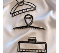 3 pezzi/1 pezzo Fermagli per capelli eleganti in metallo nero a forma di mezzaluna e quadrata, accessori per capelli di alta qualità, adatti per uso quotidiano, lavaggio del viso, bagno, trucco e abbi