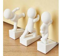 3 pezzi/1 pezzo Fermaporta decorativo divertente, design a piccola statuetta, disponibile in più pose, cuneo per porta mobile che protegge pareti e pavimenti, previene la chiusura accidentale della po