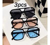 3 pezzi/1 pezzo Grandi occhiali alla moda incorniciati per adolescenti, adatti per l'uso quotidiano Set da 3 pezzi,Nero 1pz,Blu 1pz,Marrone 1pzPC