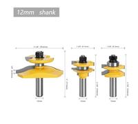 3 pezzi 12 mm 1/2" Fresa for fresatura di rotaie e montanti for alzata pannelli for legno Set punte for tenoni for lavorazione del,Ampia applicazione(12mm shank)