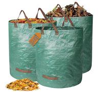 3 Pezzi 272L Sacchi Giardinaggio,Sacchi per Rifiuti da Giardino,Sacco Raccogli Foglie e Erba,Riutilizzabile,Pieghevole,Resistente Agli Strappi