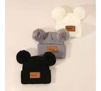 3 pezzi/3 confezioni/1 pezzo Berretto nero unisex 0-16 anni per bambini, neonati e bambini, stile Y2K, berretto lavorato a maglia per uso esterno, cappello invernale caldo adatto per l'uso quotidiano