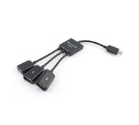 3 Pezzi 3 In 1 Micro USB Hub Maschio Doppio USB 2.0 OTG Nero