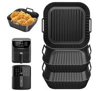 3 Pezzi 4,7-6.2L Accessori Friggitrice ad Aria, 18-22CM Teglia Silicone per Air Fryer Cestello Liners per Cecotec 6L Cecotec; COSORI 5,5L CP158-AF; Moulinex 5L - 6,5L; Philips 6.2L