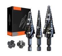 3 pezzi 4 flauto a spirale M35 punta da trapano 1/8 "-7/8" HSS Impact Unibit punta da trapano a gradini resistente all'usura metallo rivestito Tian lavorazione del legno