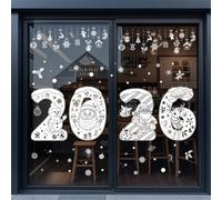 3 pezzi, 4 pezzi, 5 pezzi, 6 pezzi, 9 pezzi, decalcomanie natalizie per finestre con cabina, renna, campane e fiocchi di neve, progettate per uso interno ed esterno, con materiale elettrostatico in