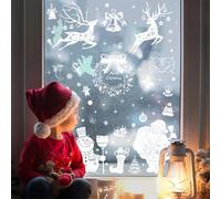 3 pezzi, 4 pezzi, 5 pezzi, 6 pezzi, 9 pezzi, decorazioni natalizie per finestre, con motivi natalizi classici, renne, alberi, fiocchi di neve, campane, cabine realizzate in PVC con adsorbimento