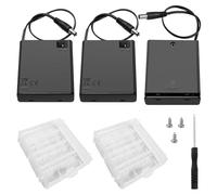 3 Pezzi 4x AA 6V Supporto Batteria con Interruttore On/Off e Coperchio, KUOQIY 6V Custodia per Batterie AA in Plastica con Spina CC 2.1x5.5 mm, AA Porta Batterie con Custodia Batteria in Plastica