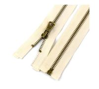 3 pezzi 5# Cerniera in metallo 40/50/60/70/80cm Denti in bronzo Cerniera aperta per borsa Giacca Cerniera da cucire, Beige, 80cm