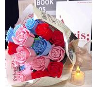 3 pezzi/5 pezzi 305 pezzi Blocchi da costruzione rossi, rosa, blu assemblati, fiore di blocchi da costruzione, decorazione da scrivania, regalo di San Valentino, Natale e Ognissanti, il miglior regalo