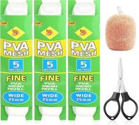 3 Pezzi 5m PVA Mesh Ricarica con Forbici Pesca Accessori Rete da Pesca Carpfishing per la Alla Sacchetti di Solubili in Acqua Rapida Dissoluzione per L'alimentazione Precisa