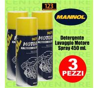 3 PEZZI 9671 MANNOL detergente lavaggio del motore - Spray da 450 ml