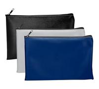3 Pezzi A5 Busta Porta Soldi, Sacchetti di Soldi in Pelle PU, Borsa per Banconote Cartelle con Cerniera, Portadocumenti con Cerniera Borsa da Banca per Fatture, Documenti, Cosmetici 11x6 pollici