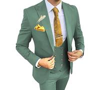 3 Pezzi Abito da Uomo Slim Fit Doppio Petto - Blazer, Gilet e Pantaloni per Matrimonio e Prom - Verde Polvere, 50