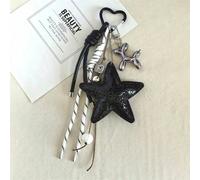 3 pezzi Accessori a forma di stella d'argento in stile Y2K, realizzati in materiale di ciniglia, utilizzabili come portachiavi, pendente per auto, charm per borse, portachiavi, pendente per borse, dec